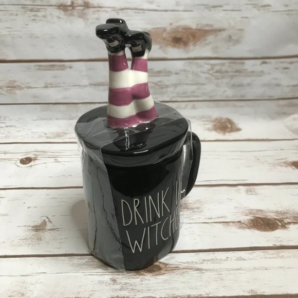 Rae Dunn DRINK UP WITCHES Mug with Witch Legs Topper - Picture 6 of 7